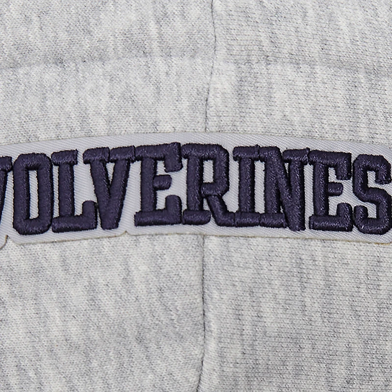 Sweat à capuche court en polaire Pro Standard pour femmes, gris chiné, Michigan Wolverines Script Tail