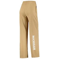 Ensemble sweat-shirt court et pantalon de survêtement raglan pour femmes, beige, Michigan Wolverines