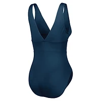 Women's Tommy Bahama Navy Michigan Wolverines Palm Modern V-Neck One-Piece Swimsuit