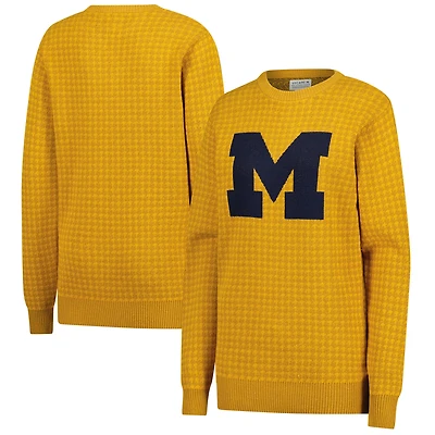 Pull pied-de-poule vintage en tricot Maize Michigan Wolverines pour femme de Uscape Apparel