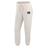 Women's WEAR by Erin Andrews  Cream Michigan Wolverines Rib-Knit Long Sleeve T-Shirt & Pants Lounge Set