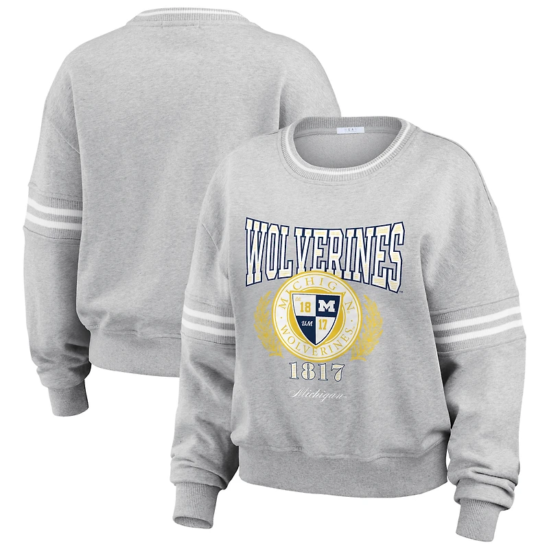 Pull à rayures classique gris chiné pour femme WEAR by Erin Andrews Michigan Wolverines