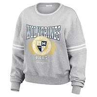 Pull à rayures classique gris chiné pour femme WEAR by Erin Andrews Michigan Wolverines