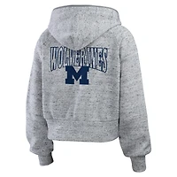 Sweat à capuche entièrement zippé Speckle Double-Hit Raglan pour femme WEAR by Erin Andrews Heather Gray des Michigan Wolverines