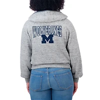 Sweat à capuche entièrement zippé Speckle Double-Hit Raglan pour femme WEAR by Erin Andrews Heather Gray des Michigan Wolverines
