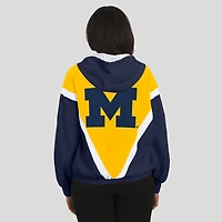 Women's WEAR by Erin Andrews Maize/Navy Michigan Wolverines Colorblock Full-Zip Hoodie Windbreaker Jacket