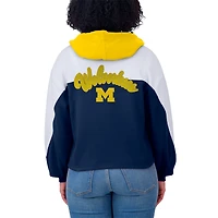 Sweat à capuche zippé color-block bleu marine/blanc Michigan Wolverines pour femme WEAR by Erin Andrews