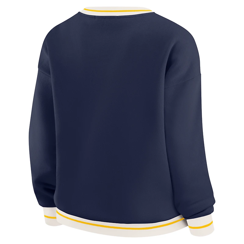Sweat-shirt bleu marine à motif phoque des Wolverines du Michigan pour femme par Erin Andrews