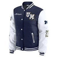 Women's WEAR by Erin Andrews  Navy Michigan Wolverines Varsity Full-Snap Puffer Jacket