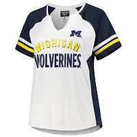 T-shirt à encolure raglan rayures Michigan Wolverines pour femme, taille plus, blanc