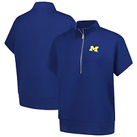 Haut fluide ZooZatz bleu marine Michigan Wolverines à trois mélanges et fermeture éclair quart de tour pour femme