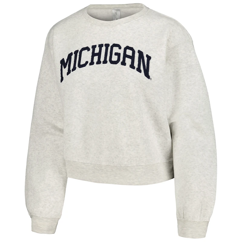 Sweat-shirt court ZooZatz Oatmeal Michigan Wolverines Core Chenille pour femme