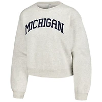 Sweat-shirt court ZooZatz Oatmeal Michigan Wolverines Core Chenille pour femme