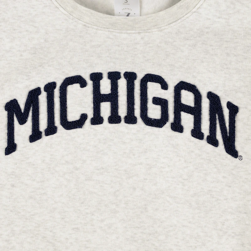 Sweat-shirt court ZooZatz Oatmeal Michigan Wolverines Core Chenille pour femme
