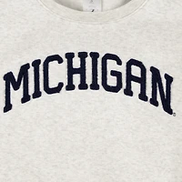 Sweat-shirt court ZooZatz Oatmeal Michigan Wolverines Core Chenille pour femme