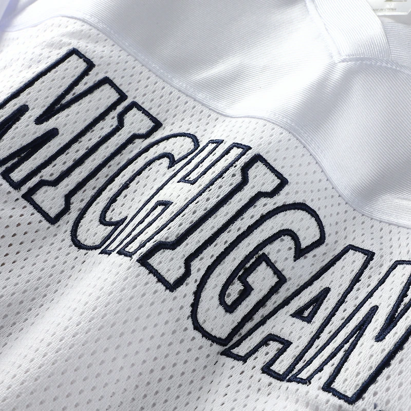 Women's ZooZatz White Michigan Wolverines Mesh Cropped V-Neck T-Shirt