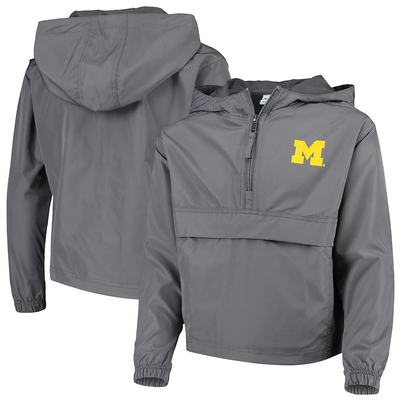Youth Champion Graphite Michigan Wolverines Pack & Go Windbreaker Jacket