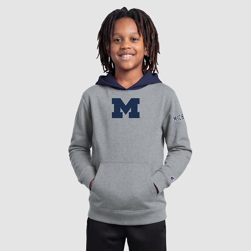 Youth Champion Heather Gray Michigan Wolverines Fleece Hoodie