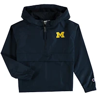 Coupe-vent à quart de zip Pack & Go Champion bleu marine Michigan Wolverines pour jeune