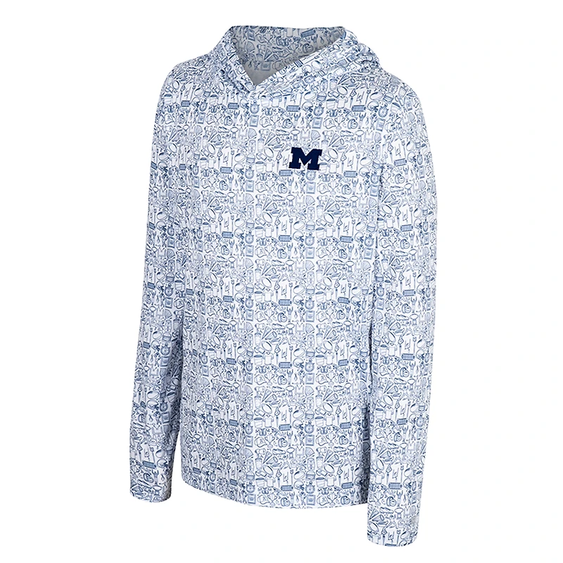 Youth Colosseum Navy Michigan Wolverines All-Over Print Hoodie