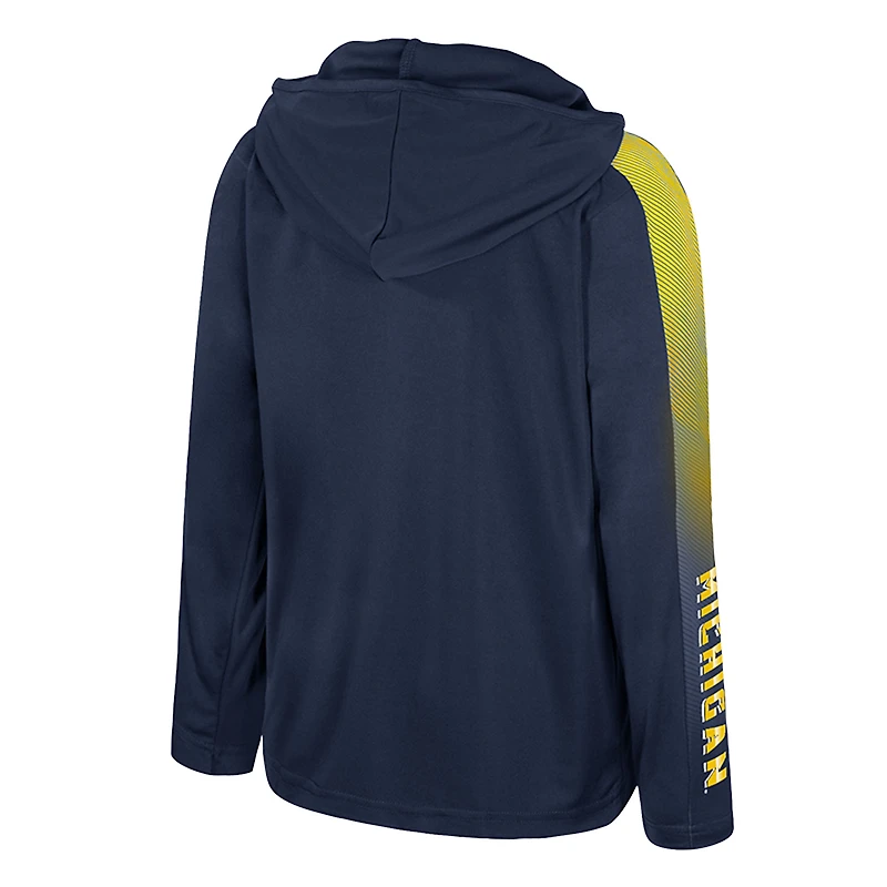 Youth Colosseum Navy Michigan Wolverines Lumen Long Sleeve Quarter-Zip Hooded Windshirt