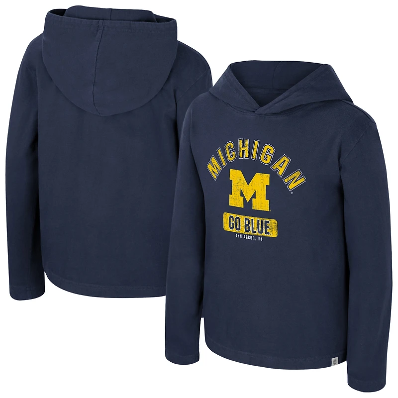 Sweat à capuche délavé bleu marine Colosseum pour jeunes Michigan Wolverines Simoleans