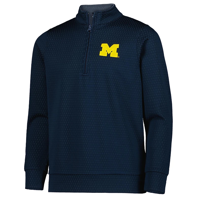Youth Garb Navy Michigan Wolverines Sterling Long Sleeve Quarter-Zip Performance Top