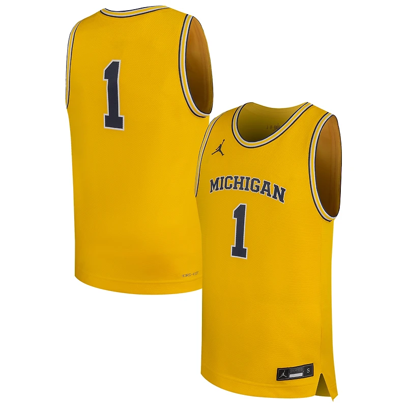 Maillot de basketball réplique Jordan Brand n° 1 Maize Michigan Wolverines pour jeunes