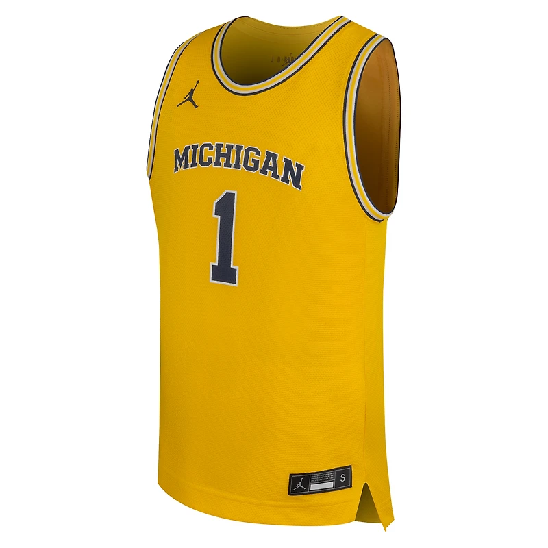Youth Jordan Brand #1 Maize Michigan Wolverines Replica Basketball Jersey