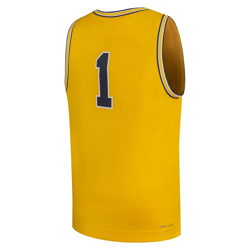 Youth Jordan Brand #1 Maize Michigan Wolverines Replica Basketball Jersey