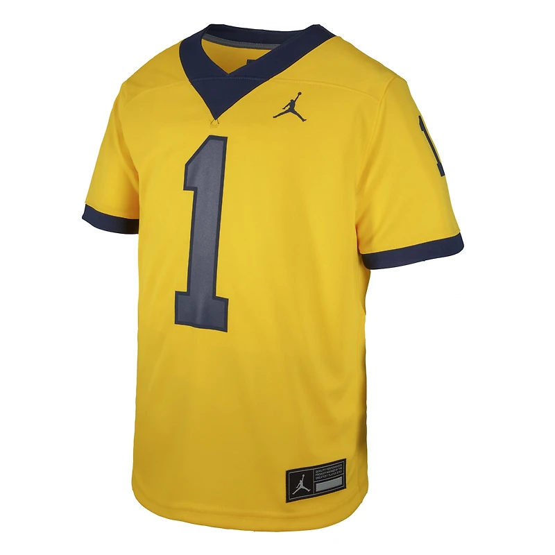 Youth Jordan Brand #1 Maize Michigan Wolverines  Untouchable Replica Game Jersey