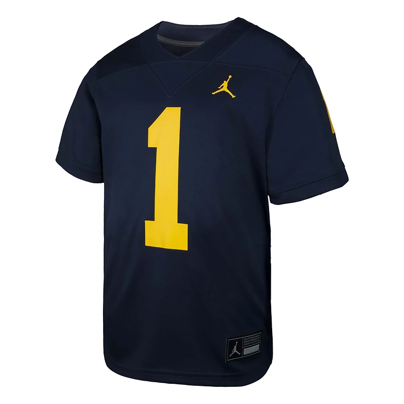 Youth Jordan Brand #1 Navy Michigan Wolverines  Untouchable Replica Game Jersey