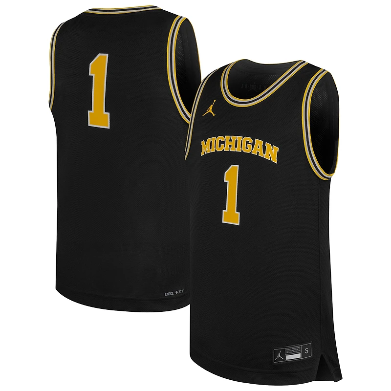 Youth Jordan Brand #1 Pitch Blue Michigan Wolverines Replica Basketball Jersey