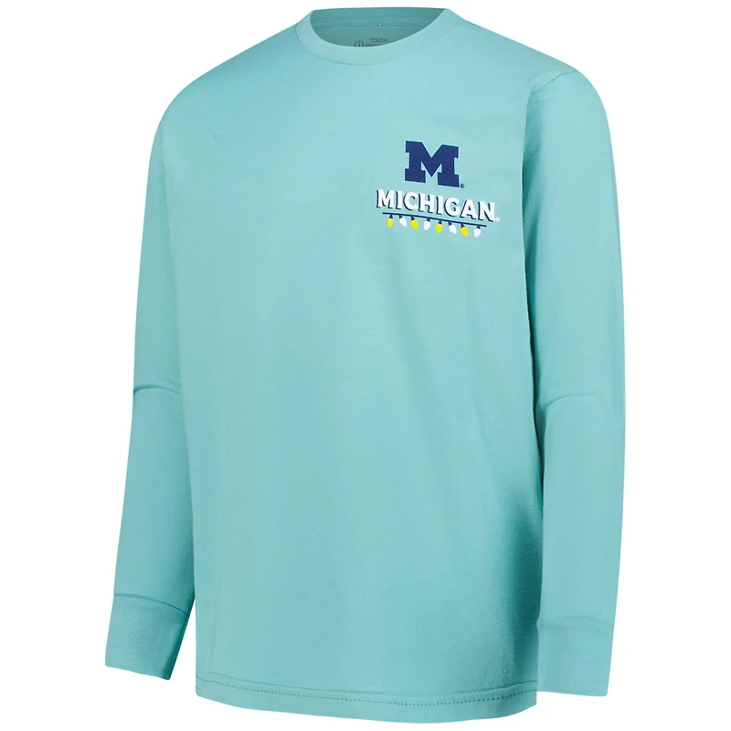 T-shirt à manches longues vert clair pour jeunes, Michigan Wolverines, motif sapin de Noël