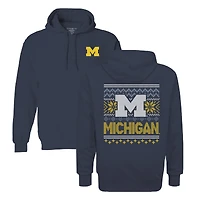 Youth  Navy Michigan Wolverines Classic Holiday Sweater Hoodie