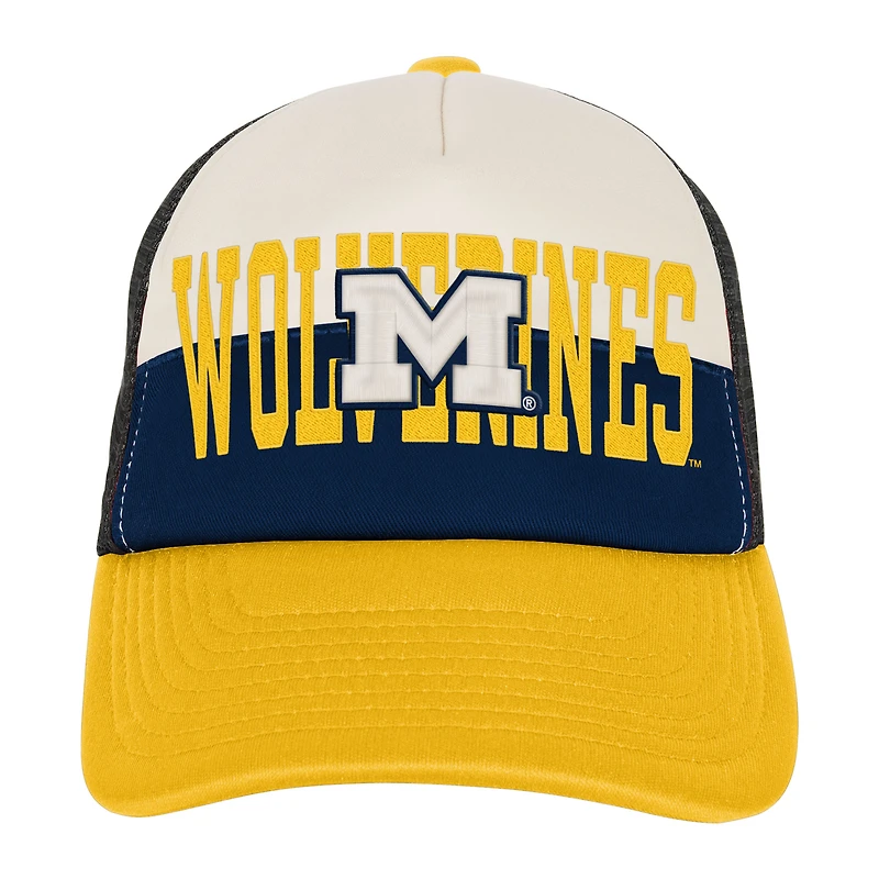 Casquette ajustable pour jeunes Outerstuff bleu marine/crème Michigan Wolverines Modern Fan Trucker