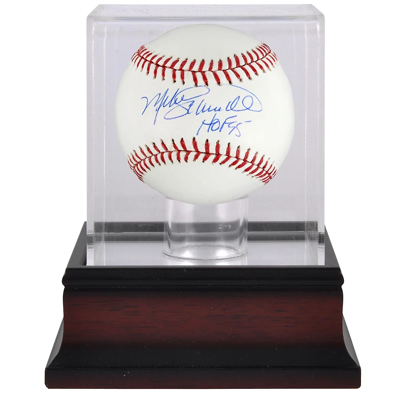 Mike Schmidt Philadelphia Phillies Autographed Baseball with "HOF 95" Inscription and Mahogany Baseball Display Case
