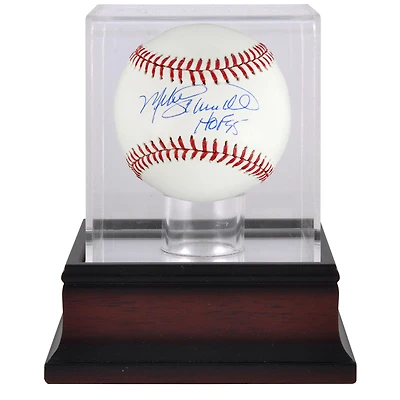 Mike Schmidt Philadelphia Phillies Autographed Baseball with "HOF 95" Inscription and Mahogany Baseball Display Case