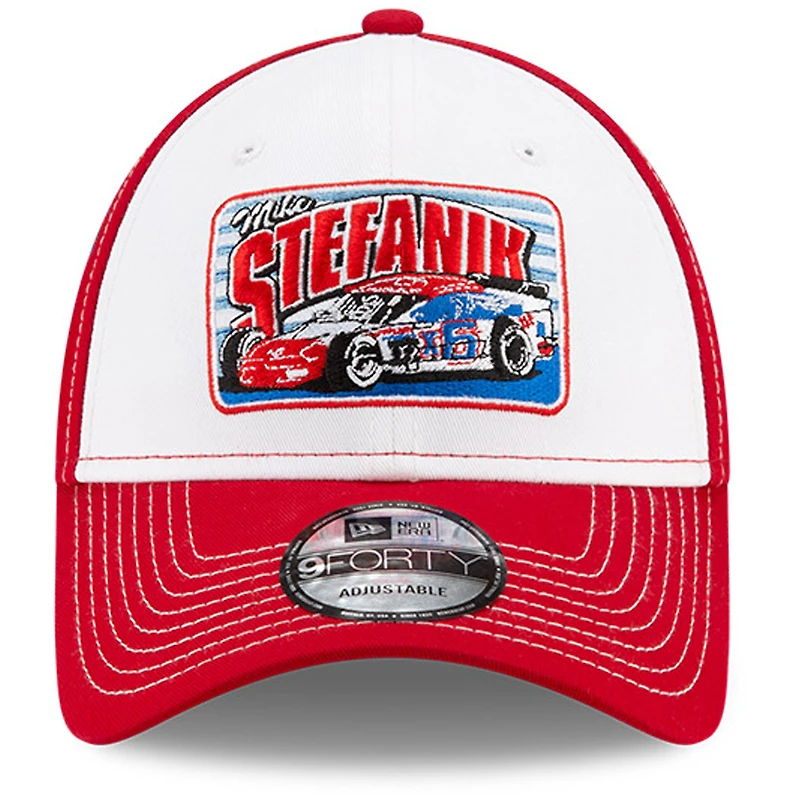 Casquette réglable New Era Mike Stefanik NASCAR Hall of Fame Class of 2021 Inductee 9FORTY pour homme, blanc/rouge