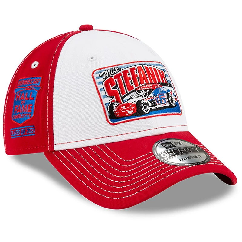 Casquette réglable New Era Mike Stefanik NASCAR Hall of Fame Class of 2021 Inductee 9FORTY pour homme, blanc/rouge