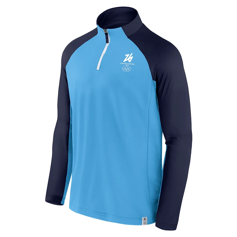 Men's Fanatics Blue Milano Cortina 2026 Winter Olympics Raglan Quarter-Zip Jacket