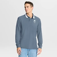 Polo à manches longues Fanatics blanc Milano Cortina 2026 pour homme, avec liserés contrastants, édition spéciale Jeux olympiques d'hiver.
