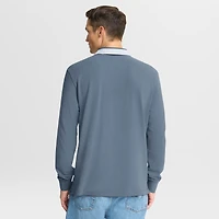 Polo à manches longues Fanatics blanc Milano Cortina 2026 pour homme, avec liserés contrastants, édition spéciale Jeux olympiques d'hiver.