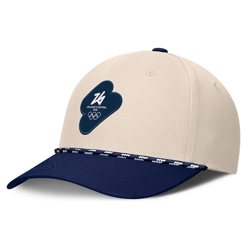 Casquette Fanatics crème/marine Milano Cortina Jeux olympiques d'hiver 2026 pour homme, ajustable par geste