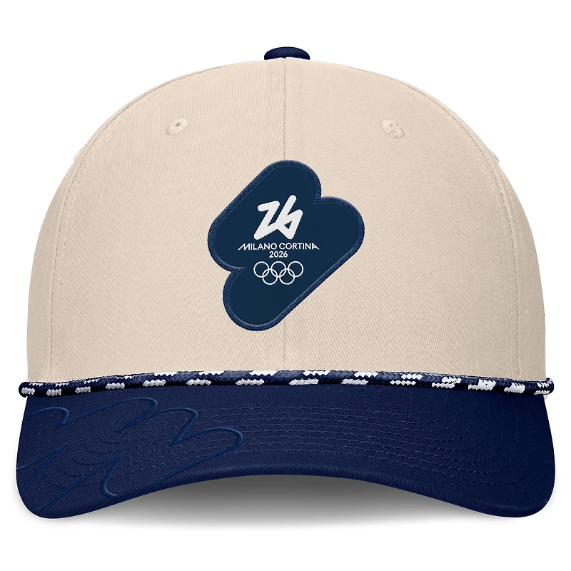 Men's Fanatics Cream/Navy Milano Cortina 2026 Winter Olympics Gesture Adjustable Hat