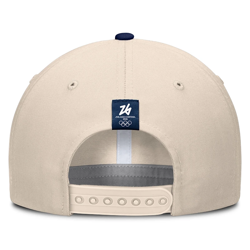 Casquette Fanatics crème/marine Milano Cortina Jeux olympiques d'hiver 2026 pour homme, ajustable par geste