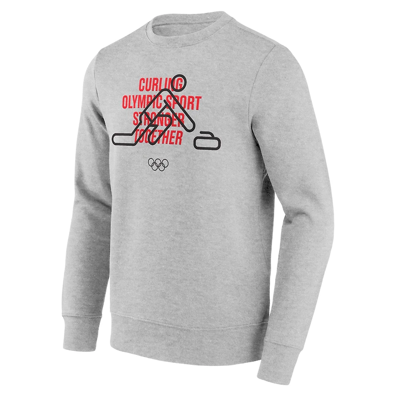 Sweat-shirt Fanatics gris Milano Cortina 2026 pour homme, motif pictogramme de curling, mélange trois matières
