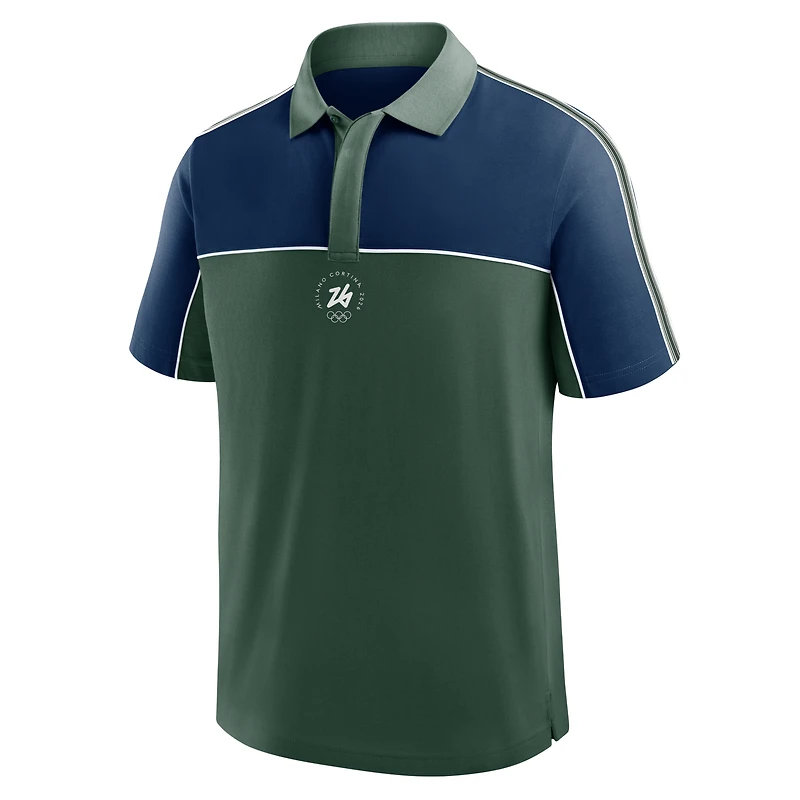 Polo rétro circulaire vert/bleu Milano Cortina 2026 pour homme, Fanatics