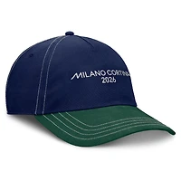 Casquette Fanatics Milano Cortina 2026 pour homme, bleu marine/vert foncé, à friction ajustable