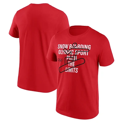 T-shirt graphique Fanatics rouge Milano Cortina 2026 Jeux olympiques d'hiver de snowboard avec pictogramme